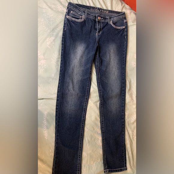 Revolution medium rise jeans, size 16, embellished butterfly pocket detailing - Picture 2 of 3